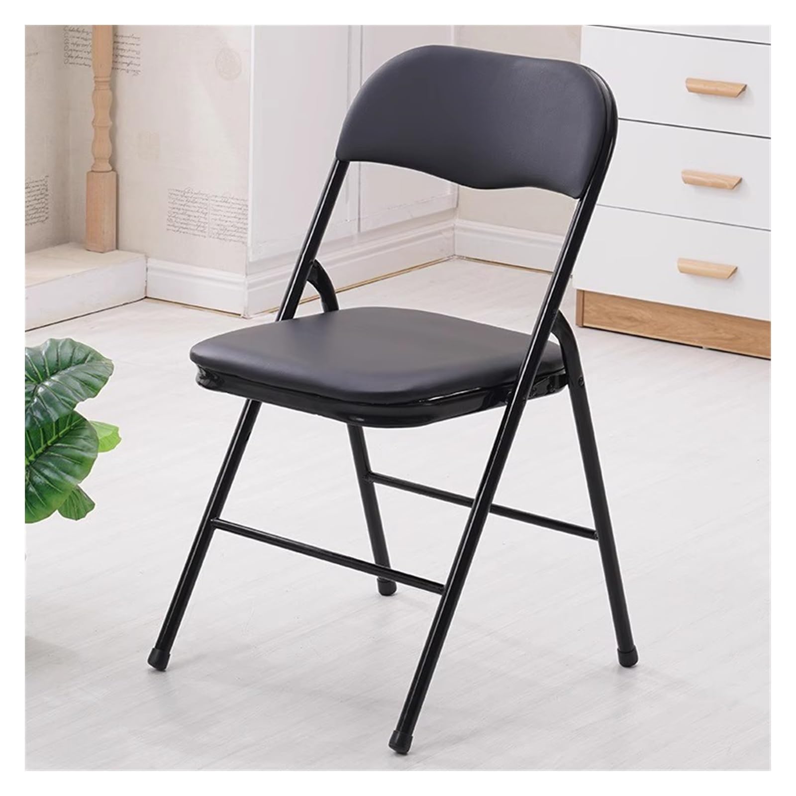 Padded Metal Folding Chairs - Convenient Foldable Office Chair - Stackable and Portable - Sleek Black Design