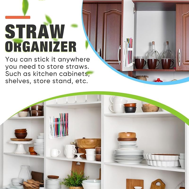 Reusable Tumbler Straw Organizer Storage Container for Counter Cabinet Cupboard Kitchen Acrylic Straw Holder for Stanley Reusable Organizer with Double Sided Adhesive Tape - Image 6