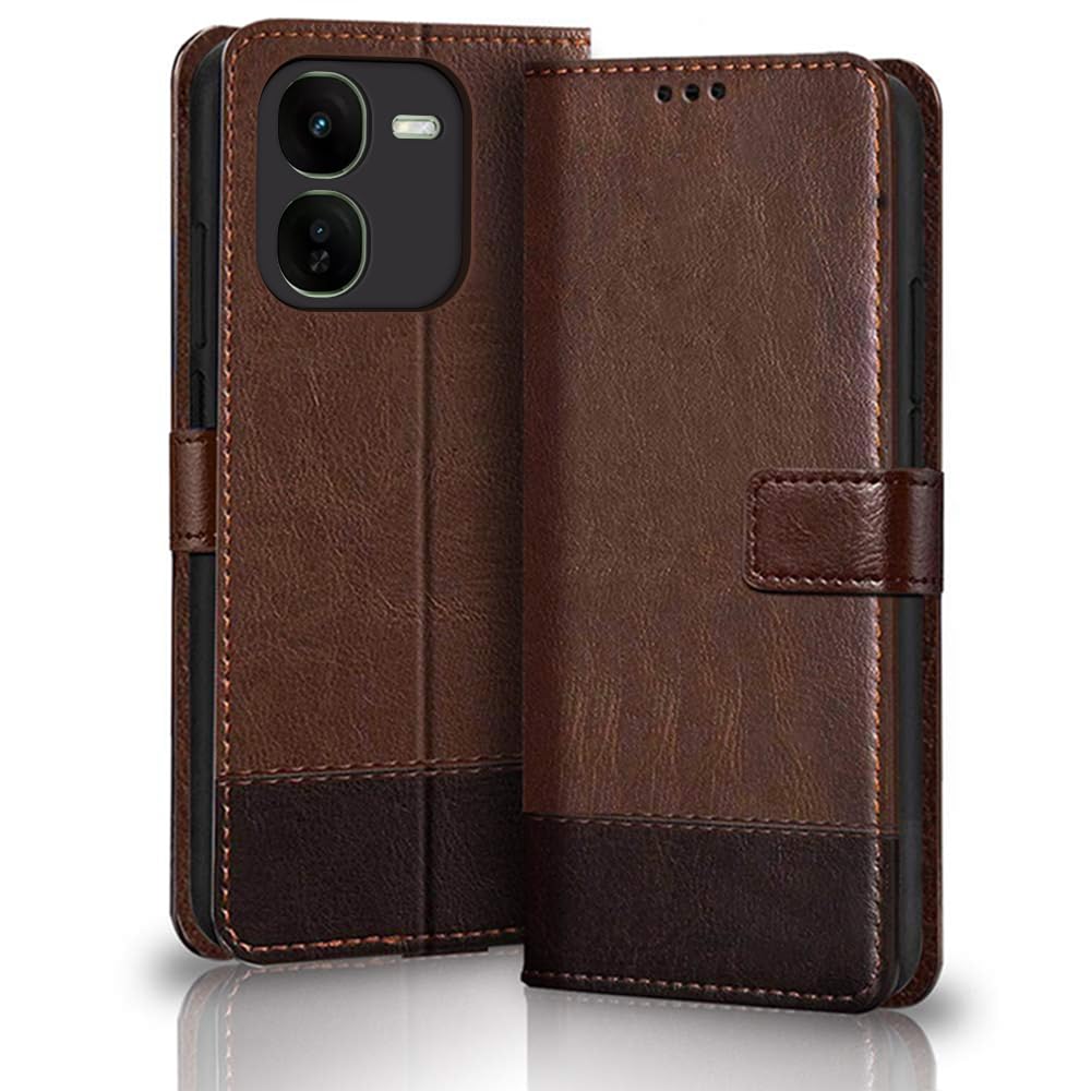 TheGiftKart Flip Back Cover Case for iQOO Z9X 5G | Dual-Color Leather Finish | Inbuilt Stand & Pockets | Wallet Style Flip Back Case Cover for iQOO Z9X 5G (Faux Leather, Brown & Coffee) (B0D49D5YLB) Amazon Price History, Amazon Price Tracker