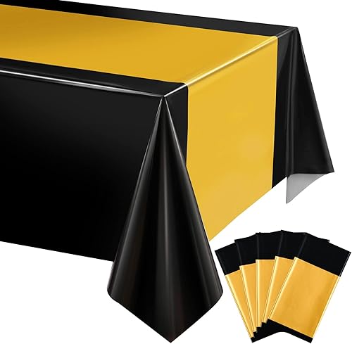 Mantel de plástico negro rectangular, desechable, para graduación, cumpleaños, boda, aniversario, picnic, festivales, eventos, fiestas, suministros