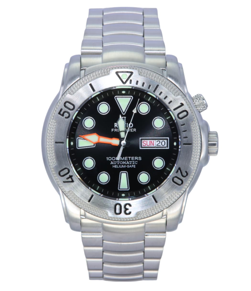 RATIOFree Diver Helium-Safe Diver Watch Sapphire Crystal Japanese Automatic Dive Watch 1000M Water Resistant Diving Watch for Men