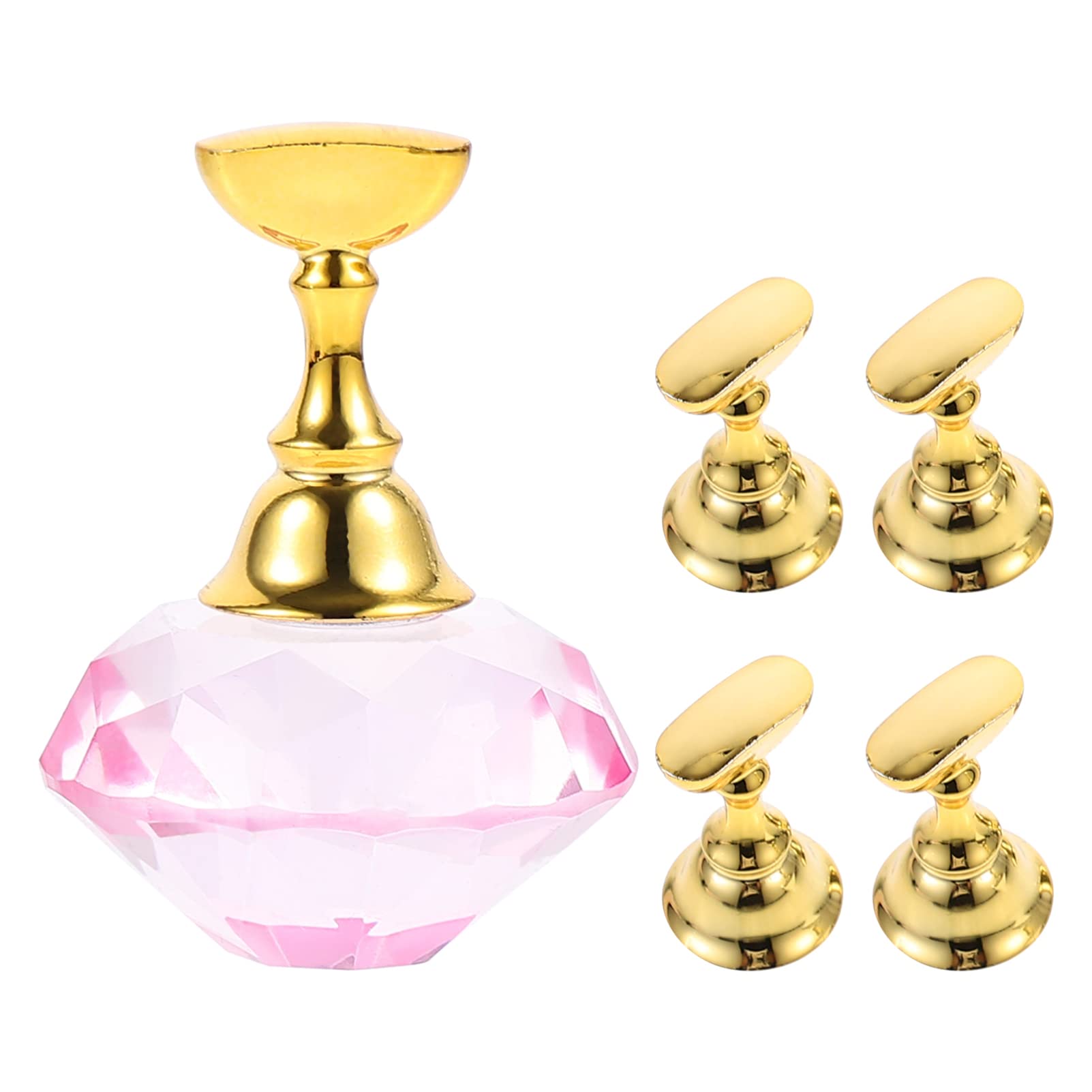 VALICLUD 1 Juego De Soportes Para Uñas Con Protección UV Para Práctica De Manicura Transparentes Para Dedos Magnéticos De Cristal Rosa