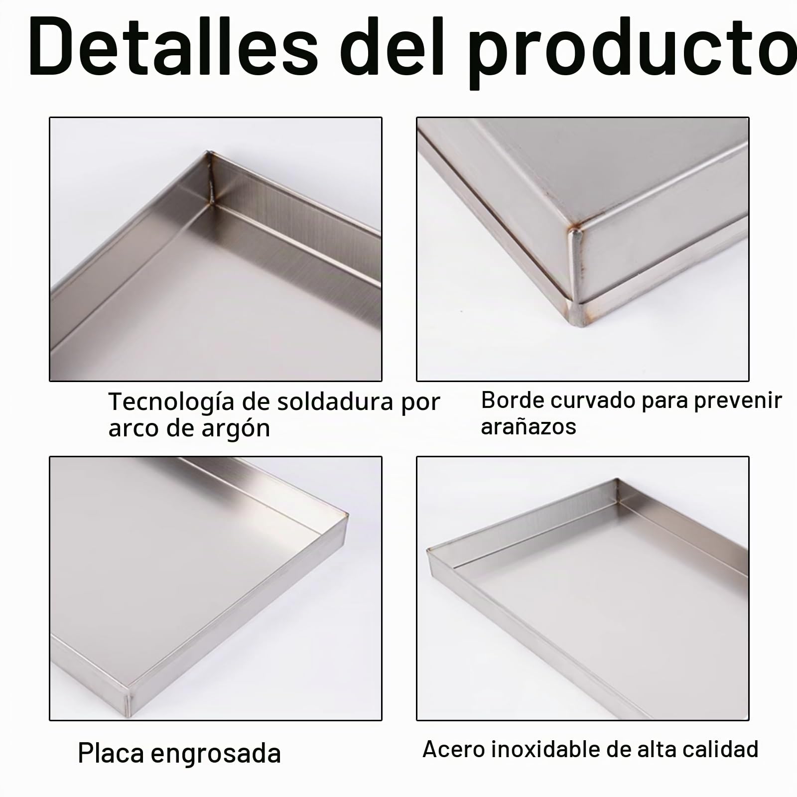 Bandeja de Acero Inoxidable, Bandeja Rectangular para Lavavajillas, Dispensadora de Agua para Protección de Pisos, Sin Orificios(50x50x5cm(19.7x19.7x2.0in))