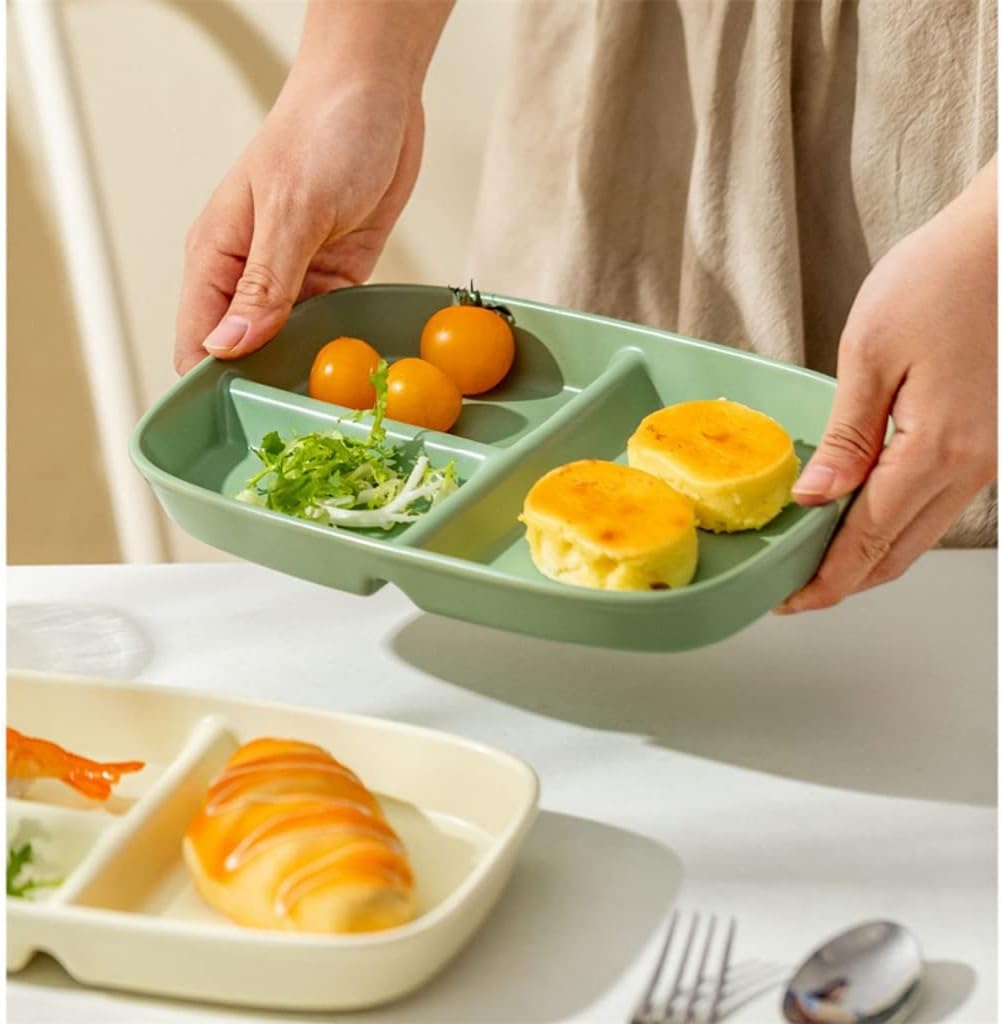 Housewife Split Plate Ceramic Breakfast Plate For Adults(Black)