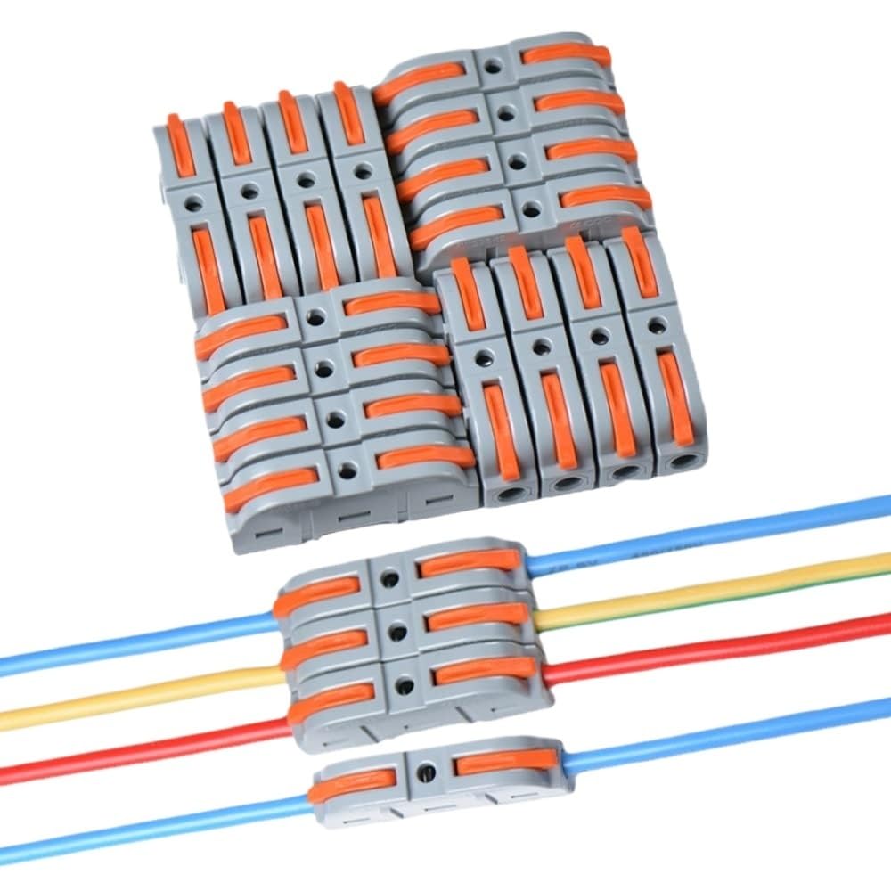 34/50 conectores de cable de palanca para conexión rápida 28-12 AWG, conector de cable de 1 a 1 en línea, terminal aislado de empalme compacto (20 piezas)