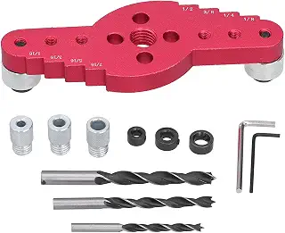 Dowelling Drill Guide Kit, Drilling Locator Jig, Handheld Woodworking Scribe Tools, Precise Positioning, sturdy Aluminum Alloy Material, Complete Accessories for Marking and Drill (12pcs)