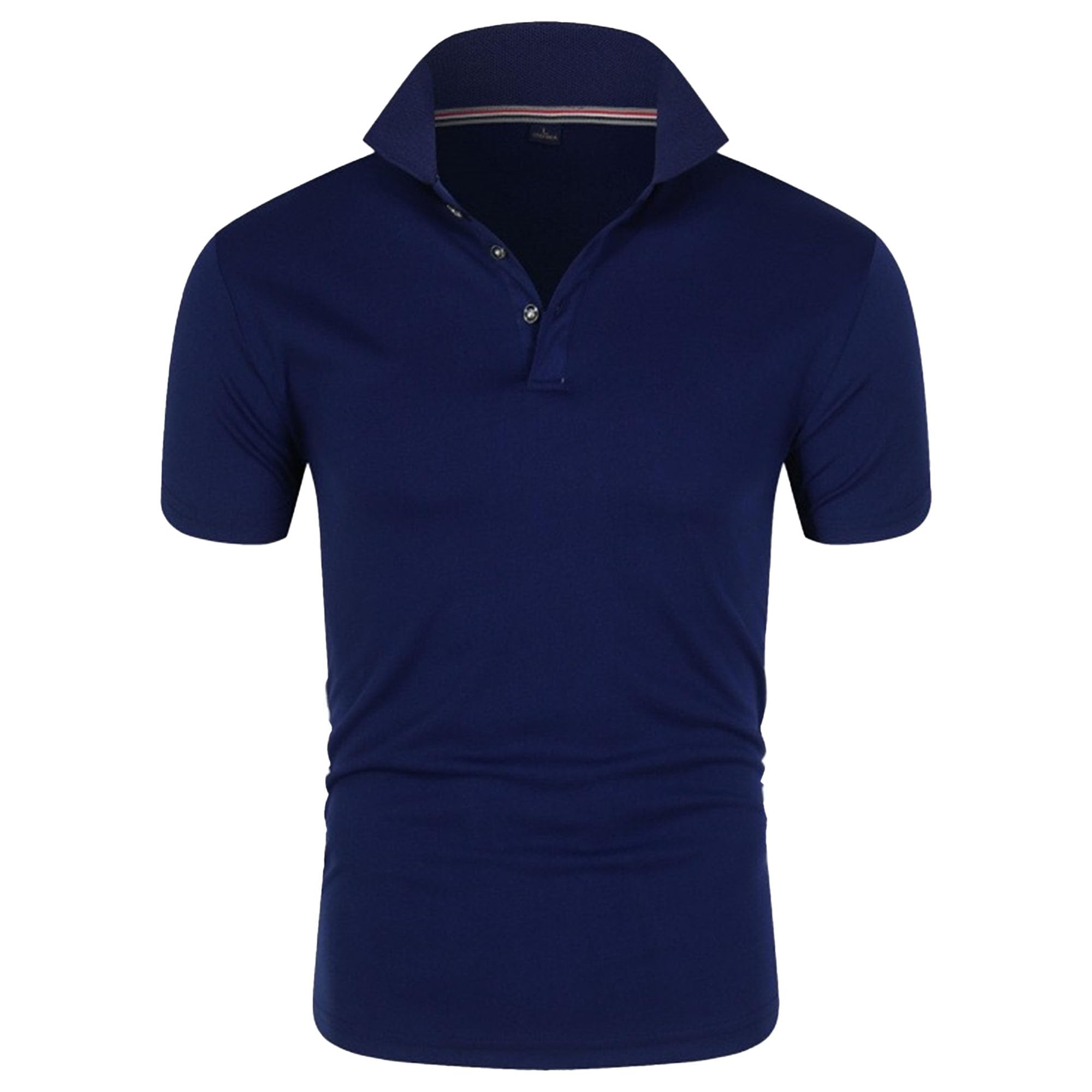 Men Quarter Button Business T Shirts Simple Style Casual Lapel Short Sleeve Shirt Summer Classic Solid Pullover Top (Dark Blue,3X-Large)