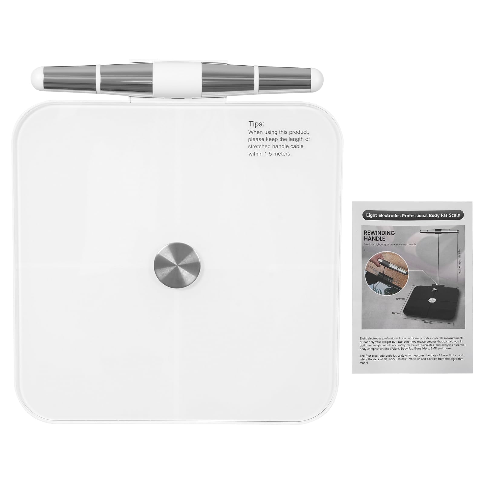 Bilancia da 3 – 180 kg Mini digitale Lcd elettronica, per peso, grasso corporeo, massa ossea e BMI, 36 x 32 x 4 cm, bianco record track bilancia ricaricabile con Bluetooth e retrattile