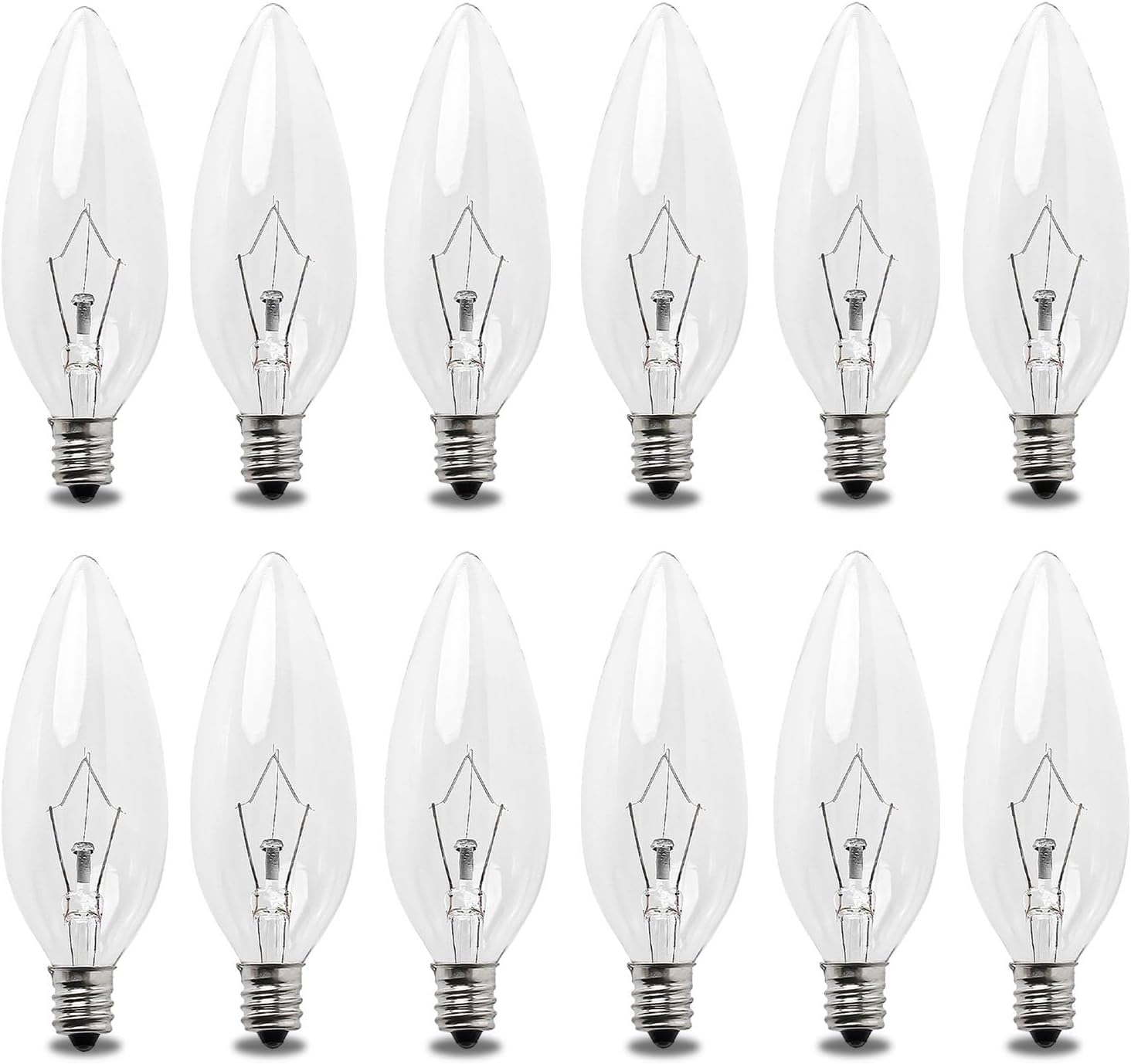 SATONA 60W 120V E12 Base B10 CTC Incandescent Light Bulbs, Transparent Candle Light Bulbs Perfect for Chandeliers, Ceiling Fan Lights, Pendants, Fireplace, Dimmable, Warm White 2700K (Pack 12)