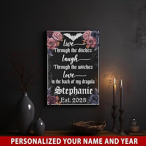 Miniatura 3 de V VIBEPY Lienzo de pared personalizado de Halloween, arte de lienzo de bruja, decoraciones de pared de Halloween, lienzo de pared de 12, 20, 24, 28