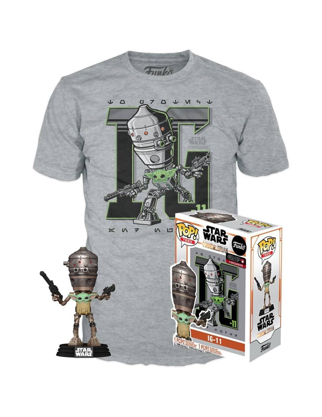 Funko - Pop & Tee Star Wars IG-11 with The Child Exclusive M Action Figure, Multicolor (135422)