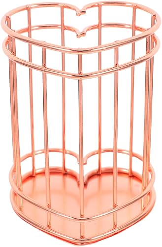 Vista 29 de iplusmile Soporte para bolígrafo de corazón de hierro, contenedor de bolígrafo de corazón, contenedores de escritorio, alambre de maquillaje