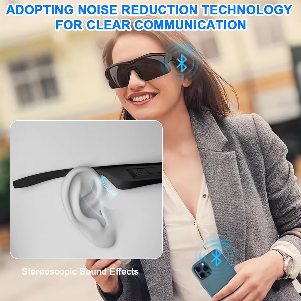 OBEST Smart Audio Gafas de Sol 5.2 Bluetooth Inalámbricas, Auriculares Abiertos, Protección UV, Navegación por Voz, Adecuado para Deportes al Aire Libre, Correr y Ciclismo