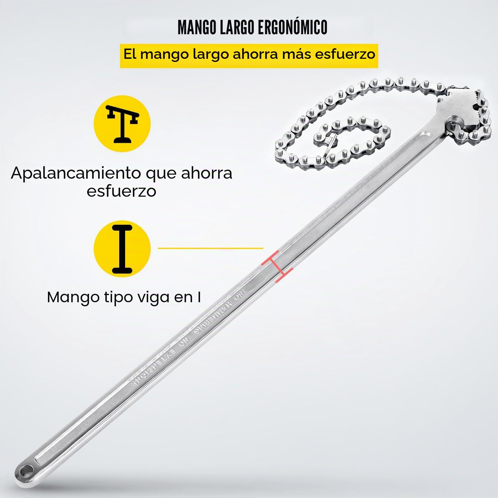 VEVOR Llave de cadena con mango de 610 mm cadena de 560 mm llave para tubos de acero al carbono adecuada para reparación de tanques de gasolina fontanería doméstica mantenimiento de vehículos