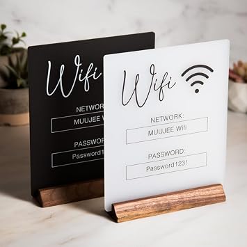 Customized White Black Table Wifi For Home Hotel Guests Personalized Salon Beauty Nails Spa WiFi Password Acrylic Plaque Custom Coffee Bar Restaurant Office Business Sign