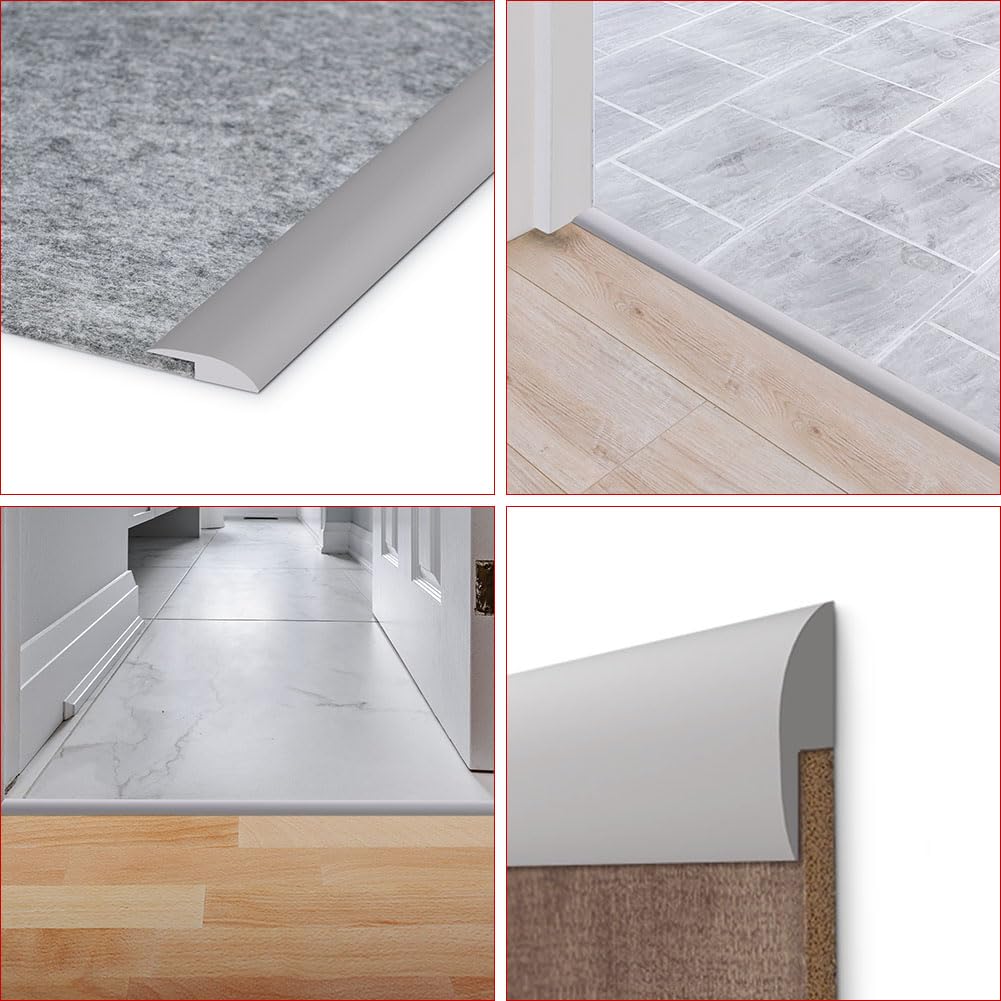 Flintronic Profil przejściowy, samoprzylepny, 1,2 m x 3 cm, listwa podłogowa z PCW, listwa przejściowa bez wiercenia, listwa maskująca do płytek, drewna, laminatu, wyrównania wysokości, 3 cm (szara)