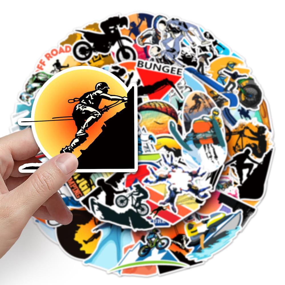 Trendy Extreme Sports Vinyl Stickers, 50 PCS Waterproof Sports Decals for Laptops Scrapbooking, Journals, Notebooks - Image 4