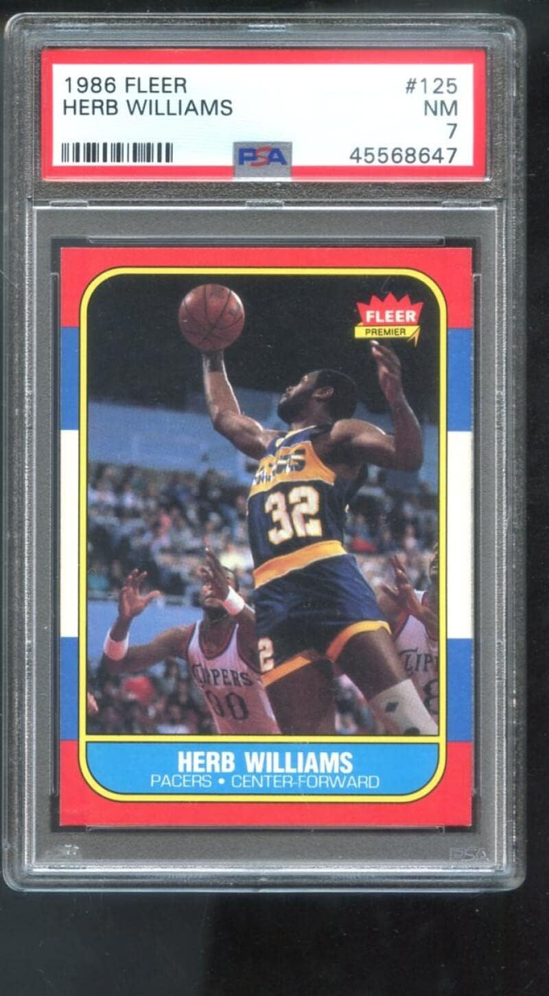 1986-87 Fleer #125 Herb Williams ROOKIE RC PSA 7 Graded Basketball Card NBA 86-87 1986 1987 Indians Pacers