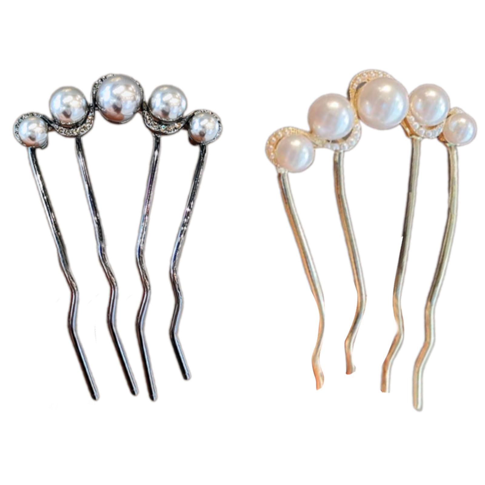 YUXITA Vintage French Imitation Pearls U Shaped Hair Pins For Women Nonslip Hairpin Secure Grip Side Comb for Bridal Hair