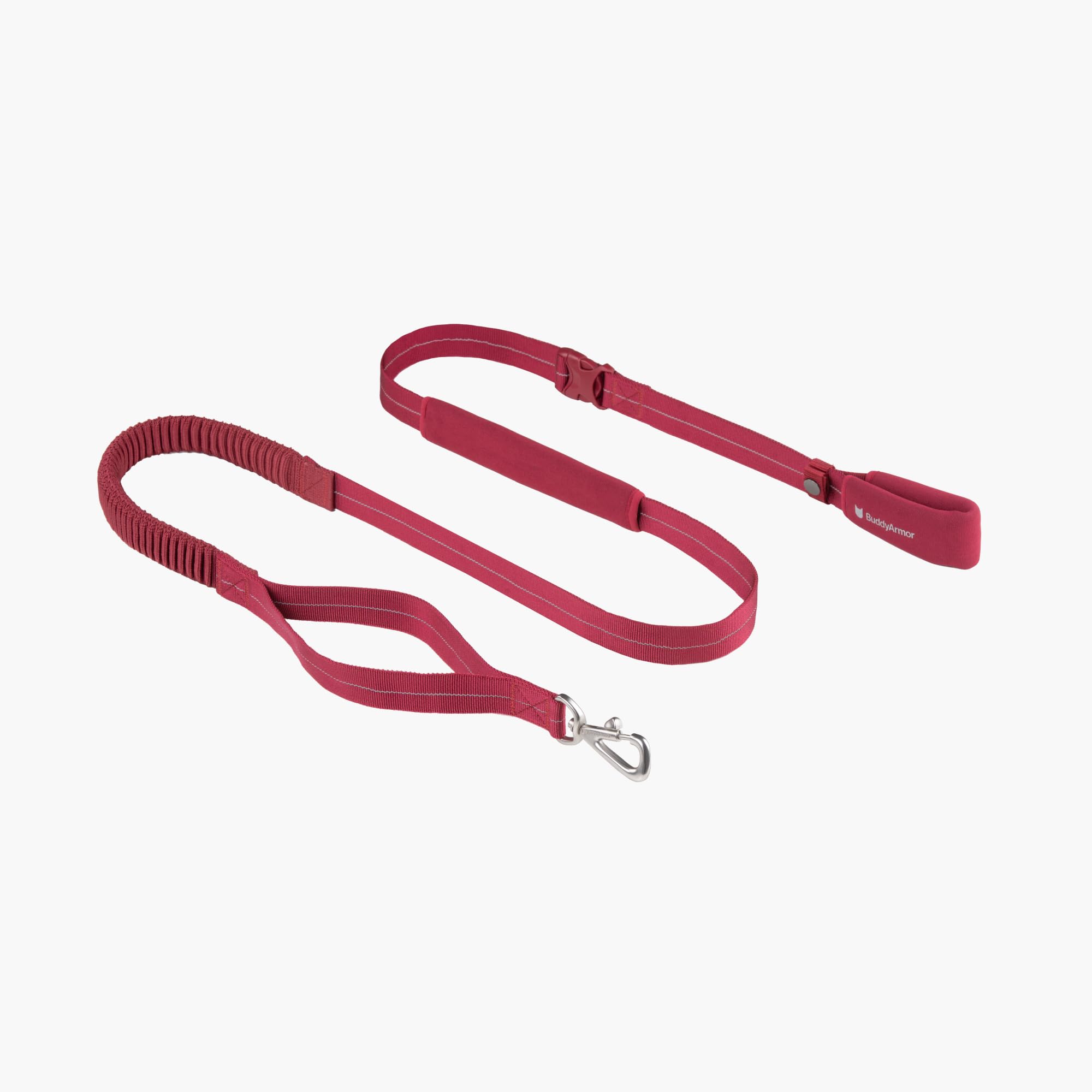 Freihandleinen Hundeleine, reflektierend 2m Hundeleine mit Griffen, elastisch Verstellbare Crossbody Taille Leine für Kleine bis Große Hunde Wandern, Laufen (schlanke-Burgunderrot, M)