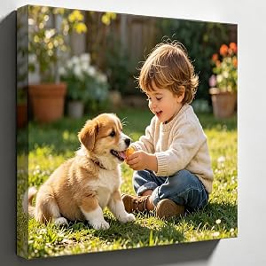 Custom Canvas Prints with Your Photos, (8″ L x 8″ W) Wrapped Frame Personalized Pictures Wall Art Print, Customized Photo Gifts, for Family, Baby, Pets, Home Decor