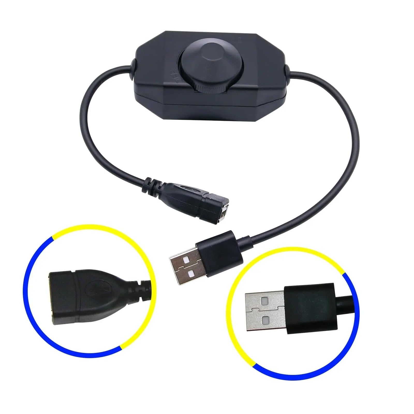 Interruptor regulador de intensidad LED táctil con perilla manual USB DC 5V, adecuado for tira de luz 5050 2838, controlador de ajuste de brillo de 1 canal(USB Dimmer WHITE)