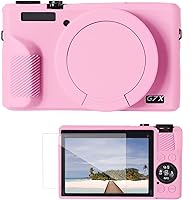K&F Concept Pink Silicone Case for Canon PowerShot G7X Mark III - Protective Cover with Lens Cap & Screen Protector