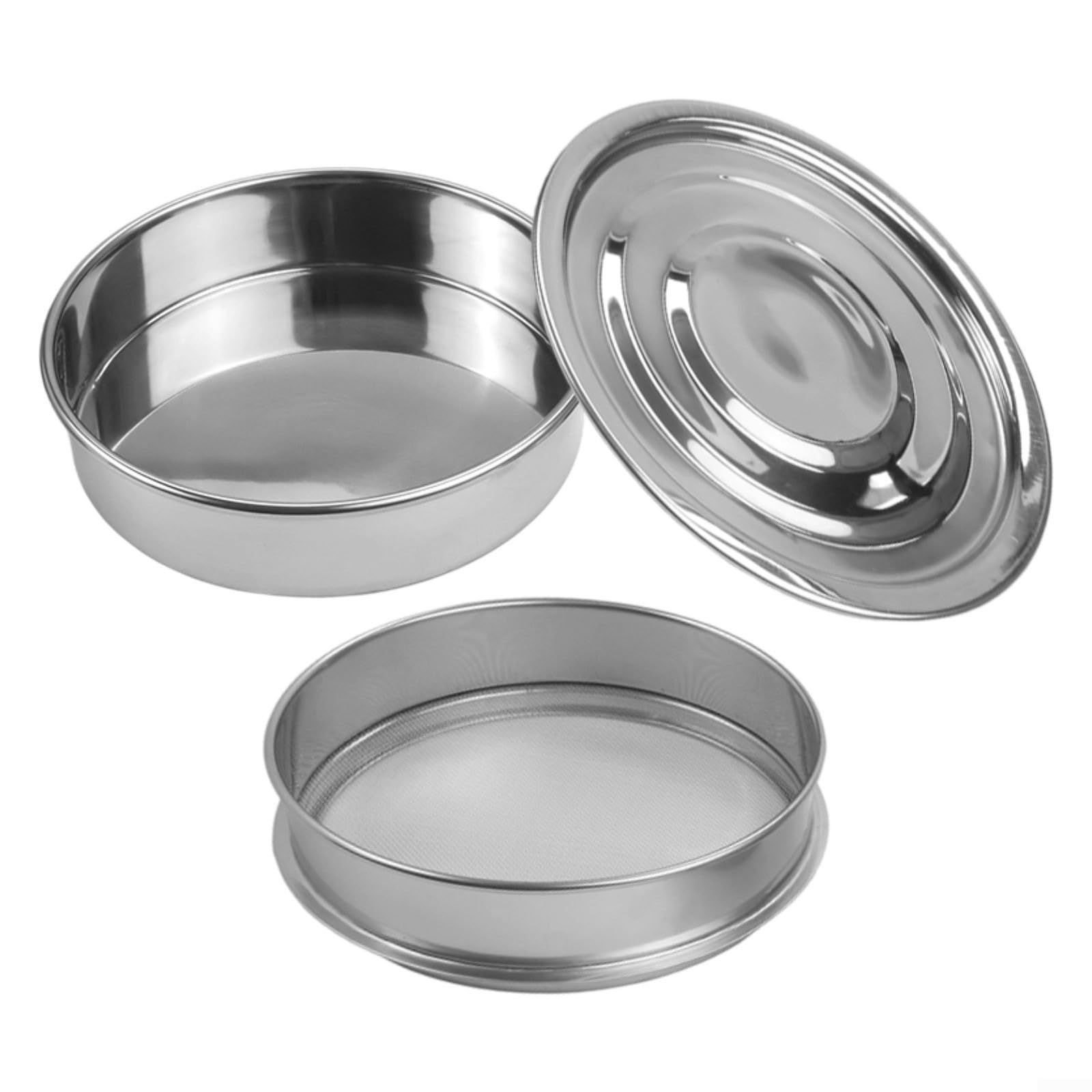Keimschalen-Set aus Edelstahl für erdfreien Anbau mit effizienter Entwässerung und Luftzirkulation, stapelbares Design für Hausgarten, Keimung von Bohnen und Gemüse, Silber-Finish (B)
