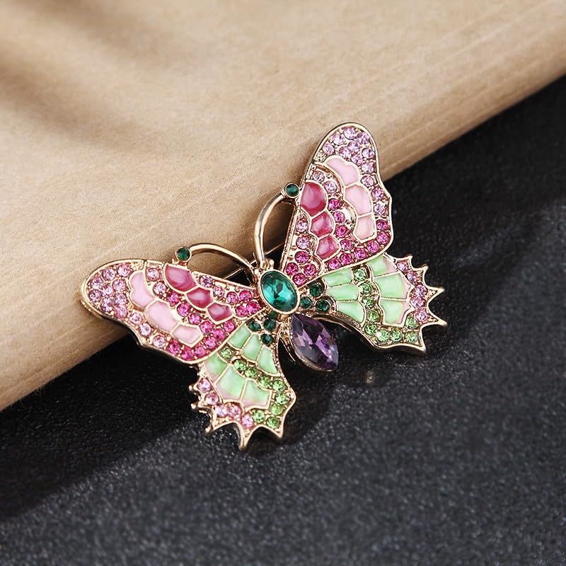 Image of Variety Styles Butterfly Brooch - Multi-Color Rhinestone Crystal Brooch Pin Cute Butterfly Shape Corsages Brooches Decoration Gift for Women