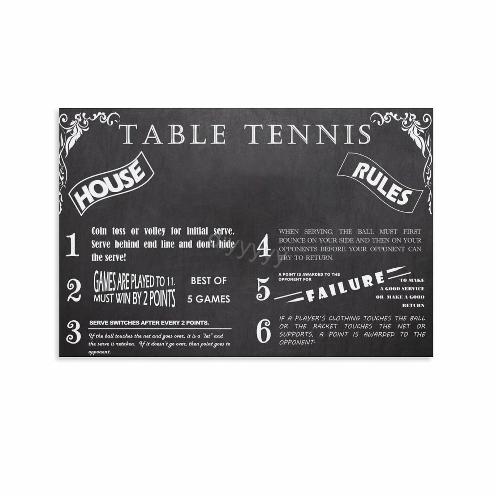 PKNVKZIDK Ping Pong Rules Poster Table Tennis How To Play Chart Sports Instruction Reference Wall-Art for Club Gym Decor