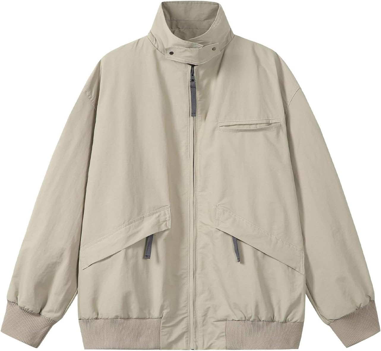 Bakyarder Unisex Stand Collar Zipper Jacket Minimalist Utility Style
