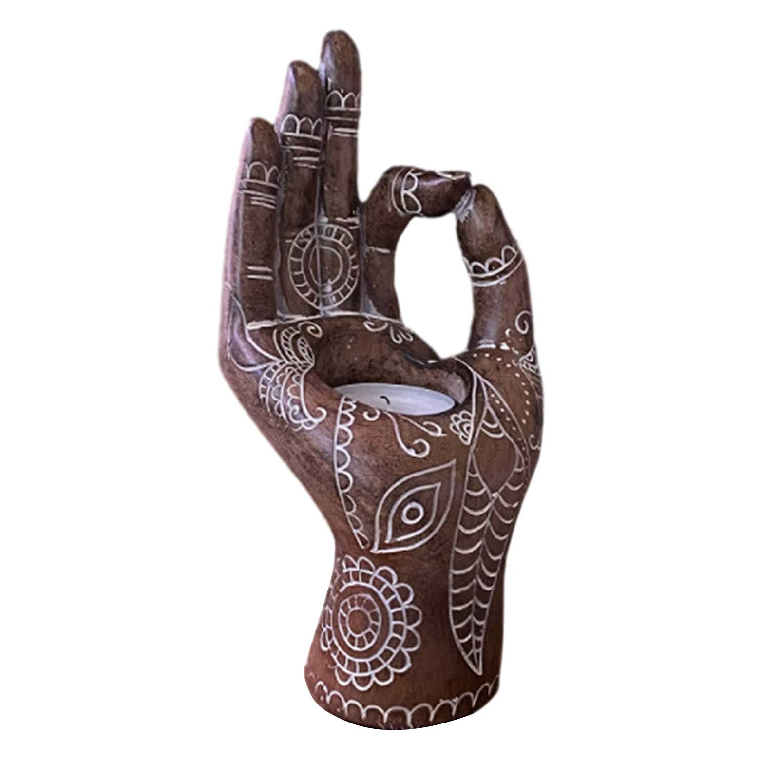 SBJKLYRN Candleholder, Buddha Yoga Candle Holder Resin Lotus Gesture Hand Candle Holder Candlelight Dinner Wedding Resin Craft