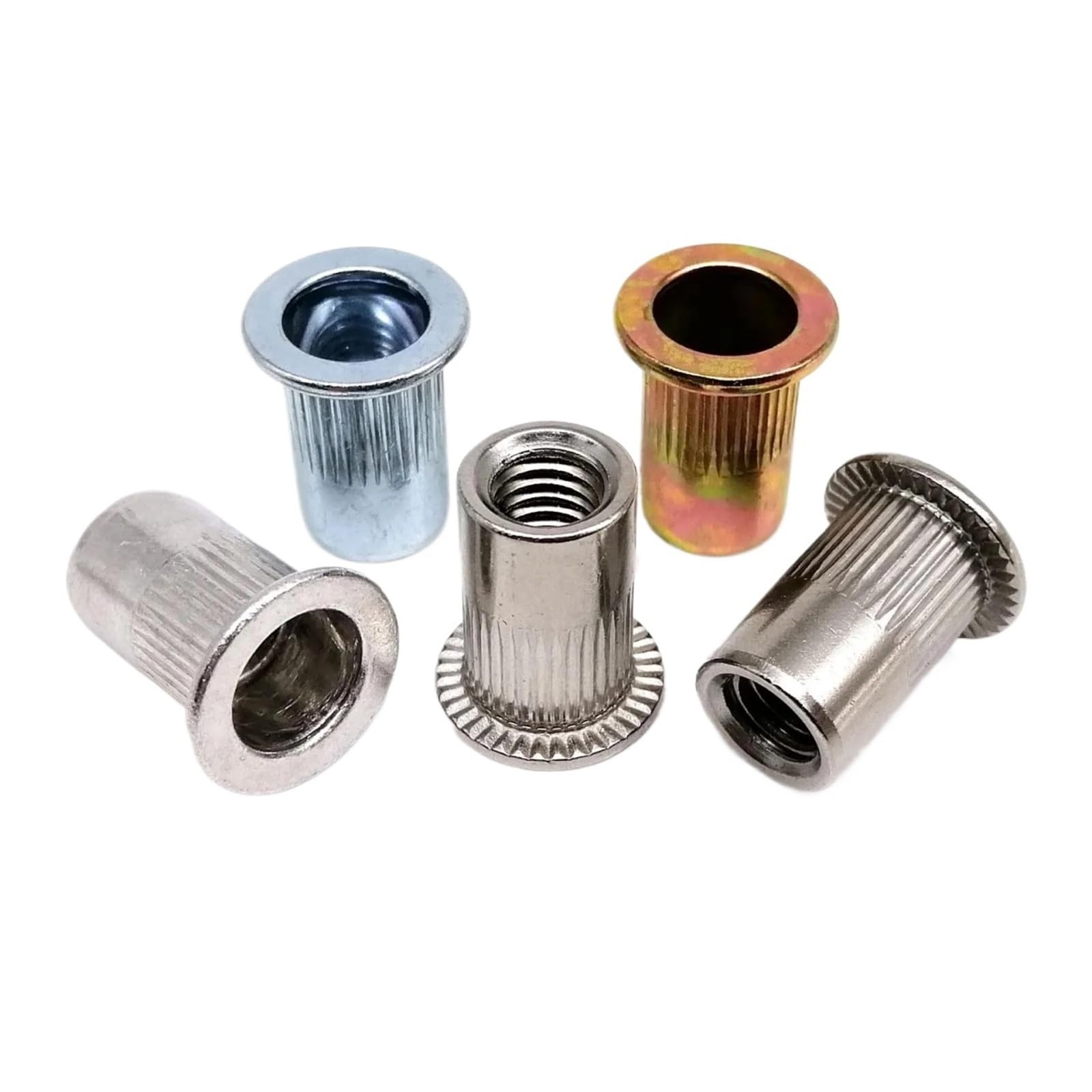 Écrous à sertir M5 insert fileté hexagonal inox 304 pour tôle et aluminium