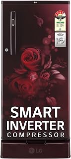 LG 185 L 4 Star Inverter Direct-Cool Single Door Refrigerator (GL-D199OSEY, Scarlet Euphoria, Base stand with drawer)