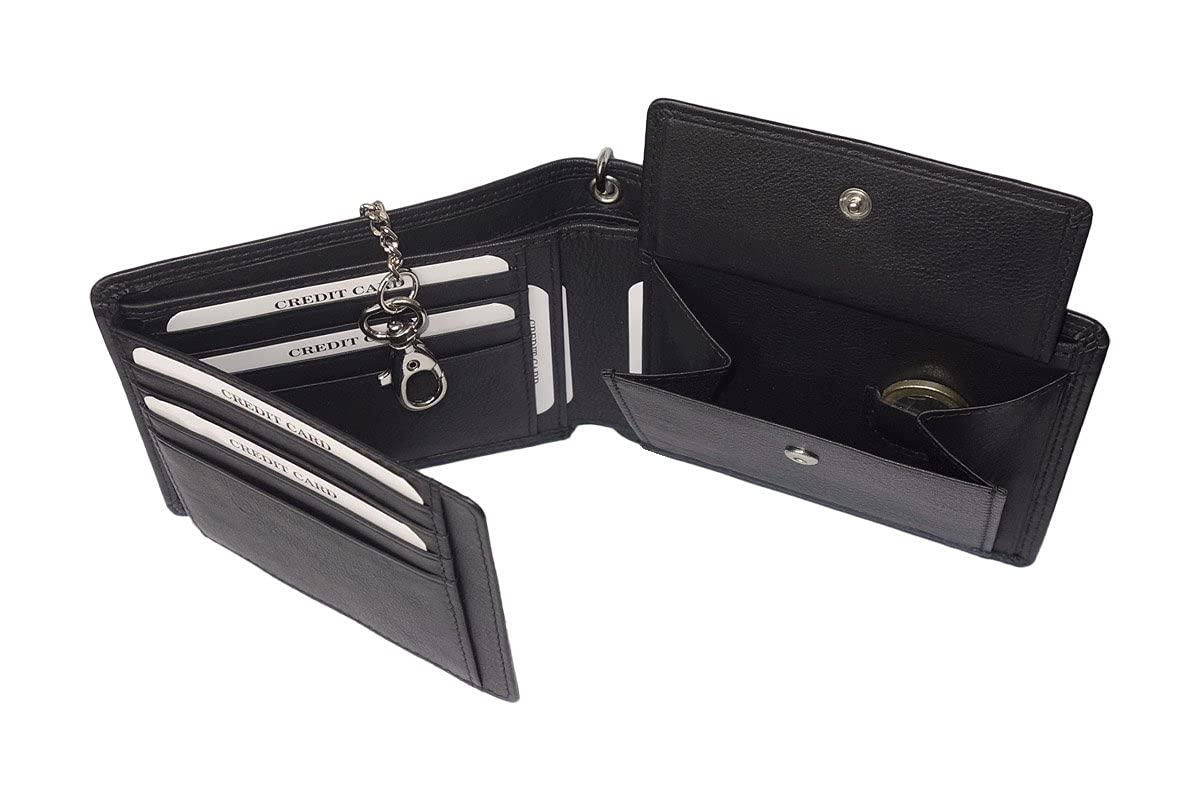 Cartera de cadena RFID, Negro , medium