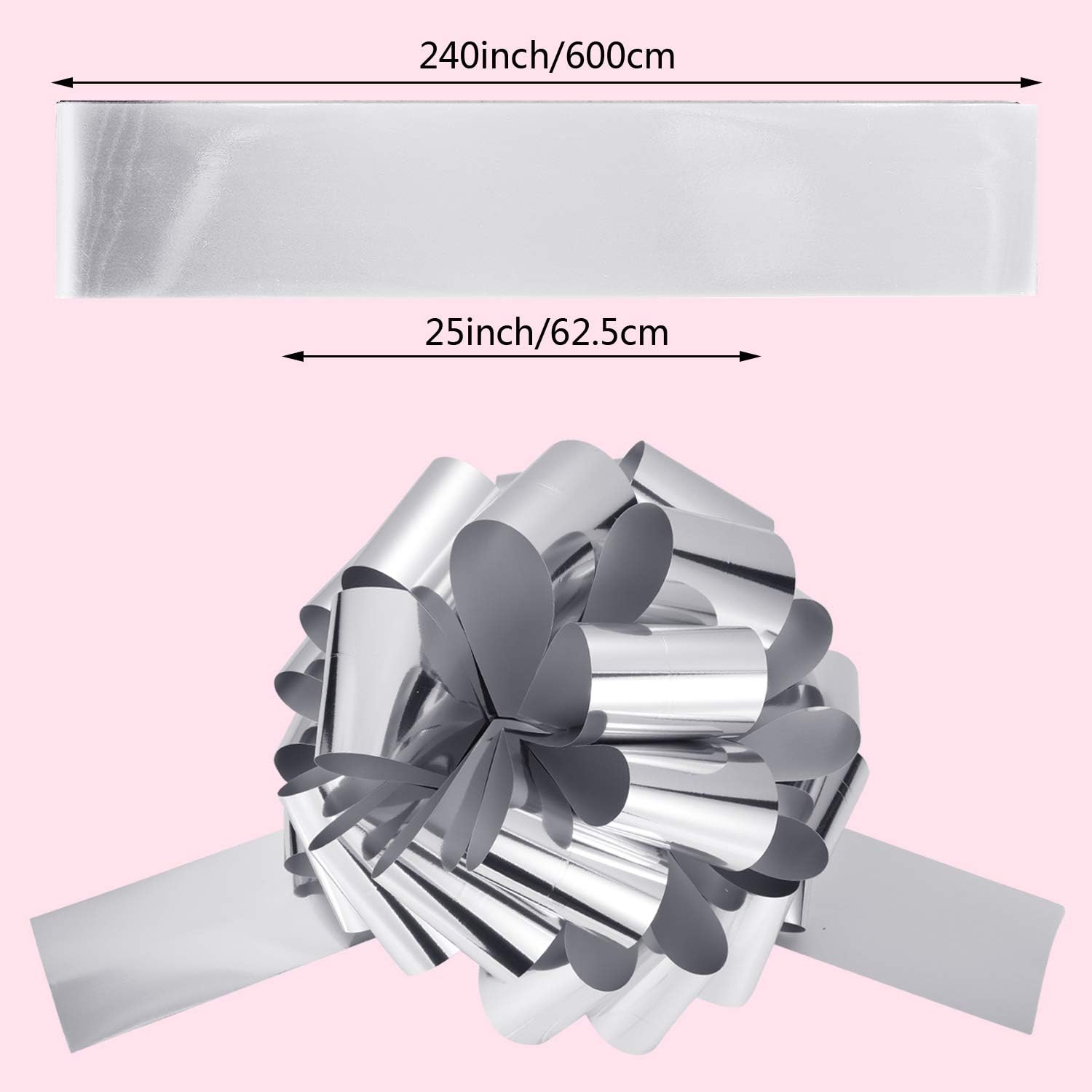 Zonon Car Bow Pull Bow Car Gift Wrapping Bow with 20 ft Car Ribbon for