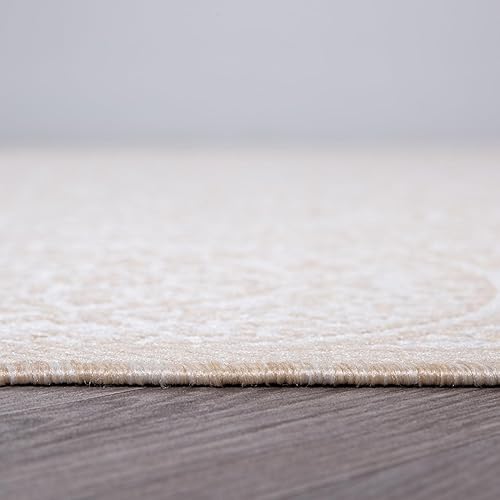 Miniatura 3 de Rugshop Capri - Alfombra de transición con círculos florales texturizados, tejido plano, fácil limpieza, para exteriores, terraza, patio, patio