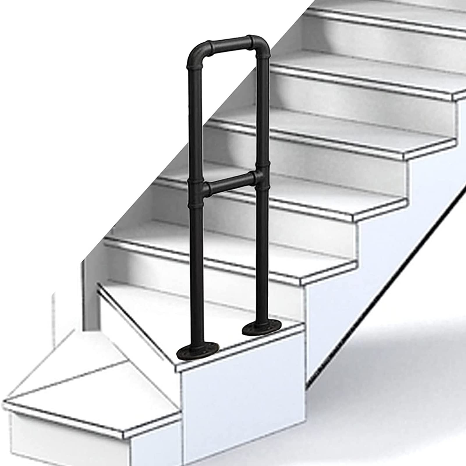 Meiiron Staircase Handrails, Handrails for Stairs, Reinforced Crossbar Guardrail, Simple Corridor/Attic/Small Fence, Iron Guardrail in Art/Home/Protective Railing (Size : 75cm)
