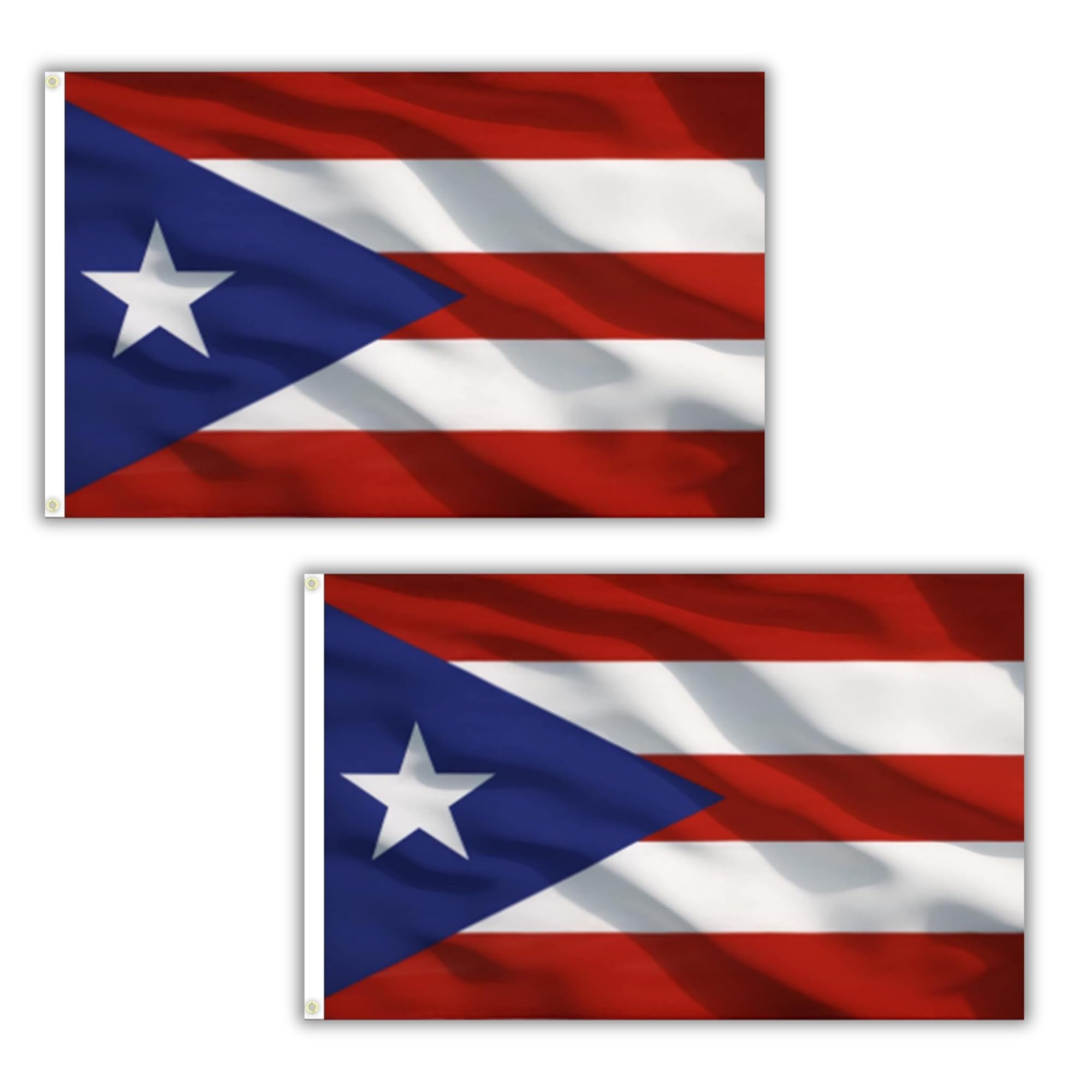 2 Pcs Puerto Rico Flag 5ft x 3ft with Brass Eyelets – Polyester Puerto Rican Flag Banner for Parades, Cultural Events, Home & Garden Display — image 1