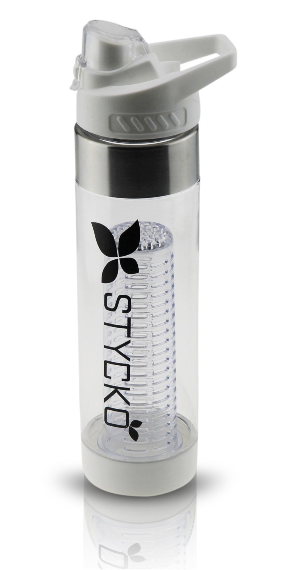 Fruit Infuser Water Bottle, With Eco Tritan BPA Free Plastic, Stainless Steel For Healthy Hydration - 700ml (White, 700 ml) - Plus 20 recipes