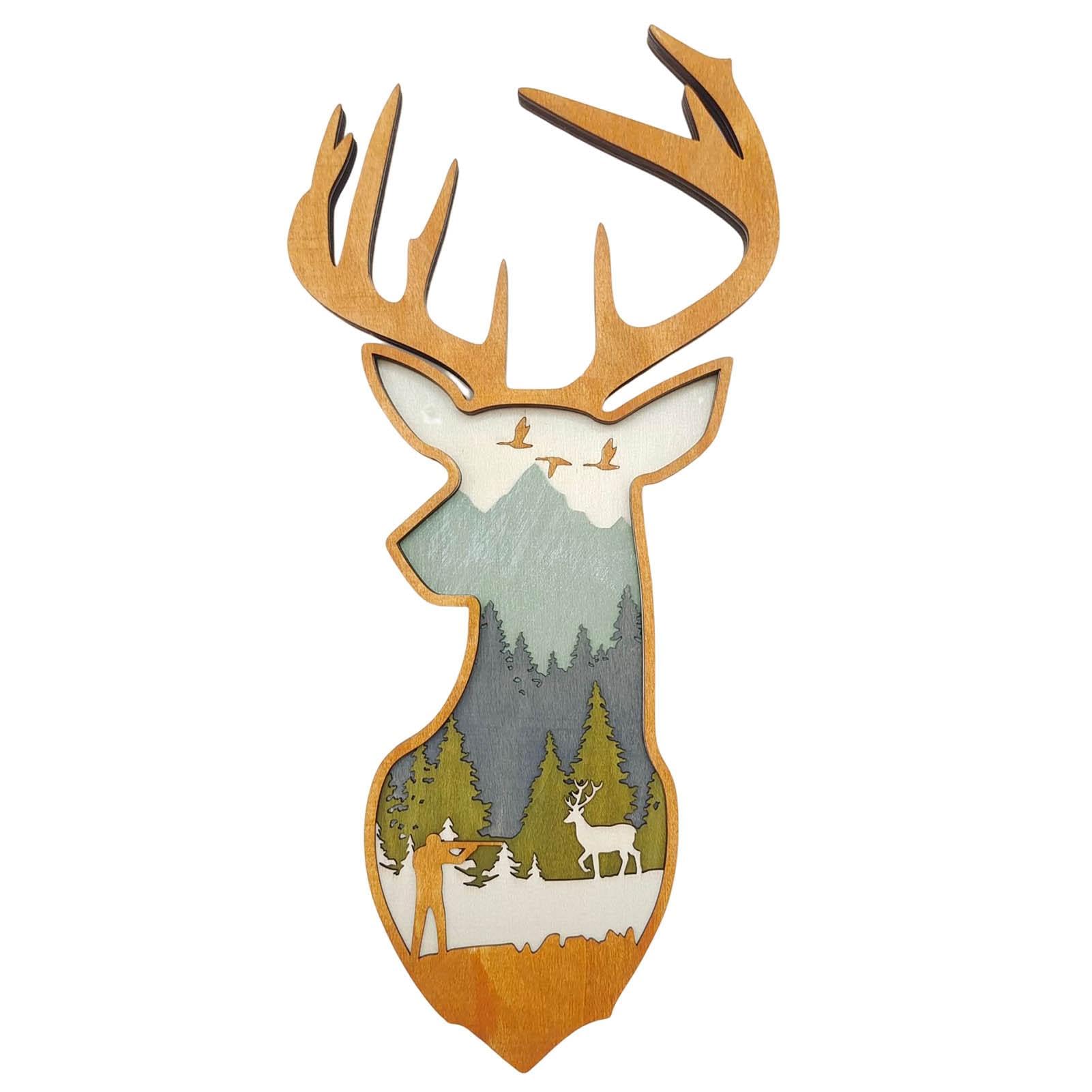 Décor mural de cerf en bois pour salon et chalet rustique - 8