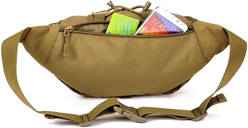 Vista 6 de Bolsa riñonera táctica de nailon, para hombre o mujer, para viajes, deportes, campamento, senderismo, caza, pesca, cinturón., #02Caqui), BN073