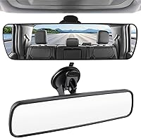 Vista 9 de LivTee Espejo retrovisor, espejo retrovisor panorámico de gran angular universal de 12 pulgadas (305 mm) convexo con marco delgado transparente