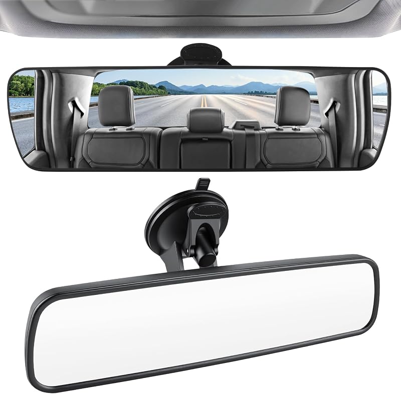 Espelho retrovisor interno panorâmico convexo LivTee antirreflexo com ventosa – 1 unidade