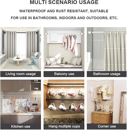 Miniatura 5 de Barra de armario ajustable para colgar ropa, barra de ropa de tensión de 45 a 75 pulgadas, ahorro de espacio sin taladro, barra de armario