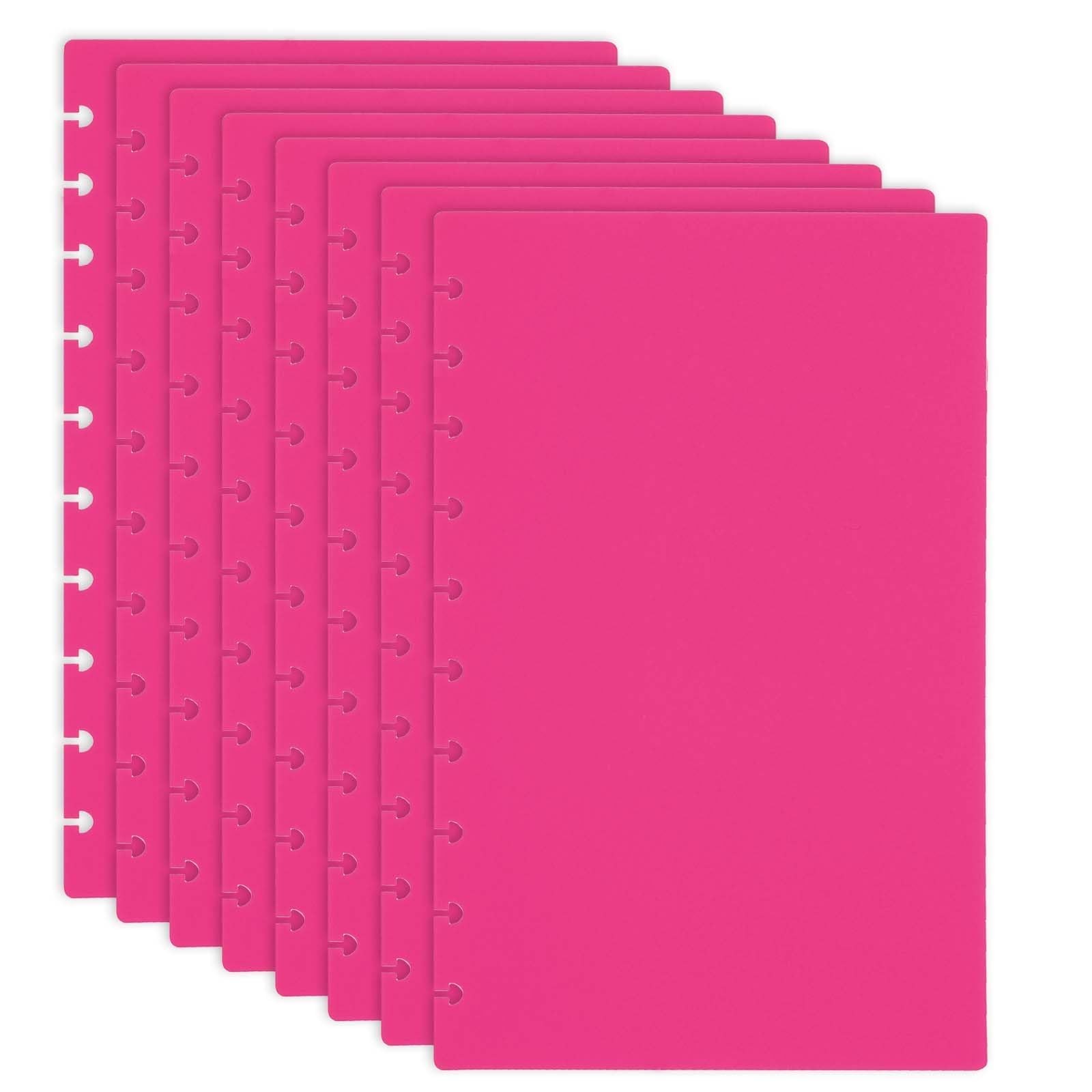 PATIKIL 4 Pair Discbound Notebook Cover, 7.24" x 9.51" Medium Size PP Disc Planner Cover for Arc Notebook Happy Planner Office Product, Rose Pink