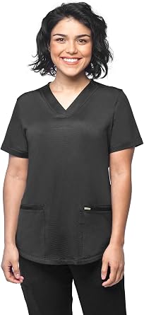 MediChic Womens Scrubs V-Neck Nylon Spandex Active Scrub Top