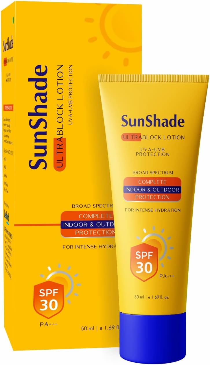 Leeford Sunshade Sunscreen SPF 30 PA+++ Lotion for Face & Body(50ml) - Broad Spectrum Sunscreen for UVA & UVB Protection - Blue Light Indoor & Outdoor Protection | Intense Hydration For All Skin Types