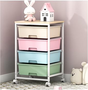 SYKIARIOL Utility Cart with 4 Drawers, Colorful