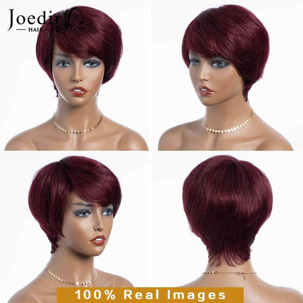 Joedir Human Hair Wig 8 Inch Short Pixie Cut Side Swept Bangs Layer, Glueless Amazon.com : SAEIALL Short Pixie Cut Wig for Women Human  main image 4